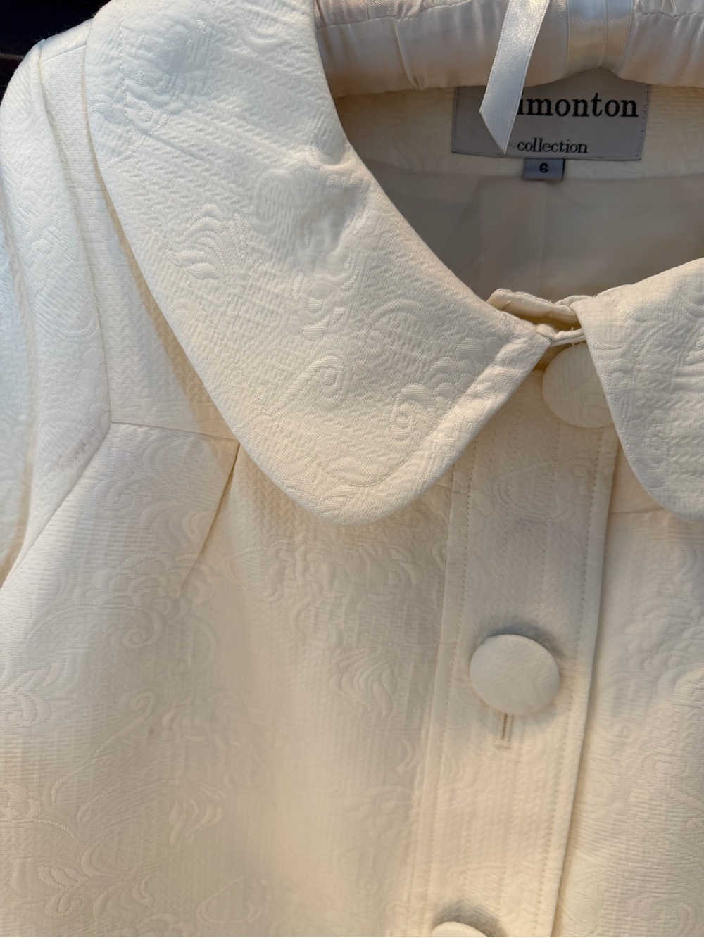 George Simonton CollectionCream Embossed Coat - Picture 4 of 16